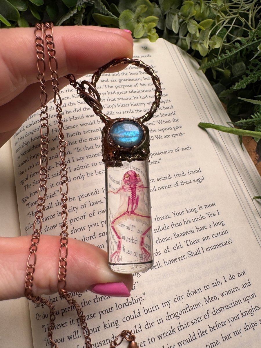 Diaphonized Frog and Labradorite Oddity Necklace | Copper Ashes
