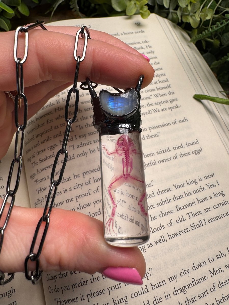 Diaphonized Frog and Moonstone Oddity Necklace | Copper Ashes