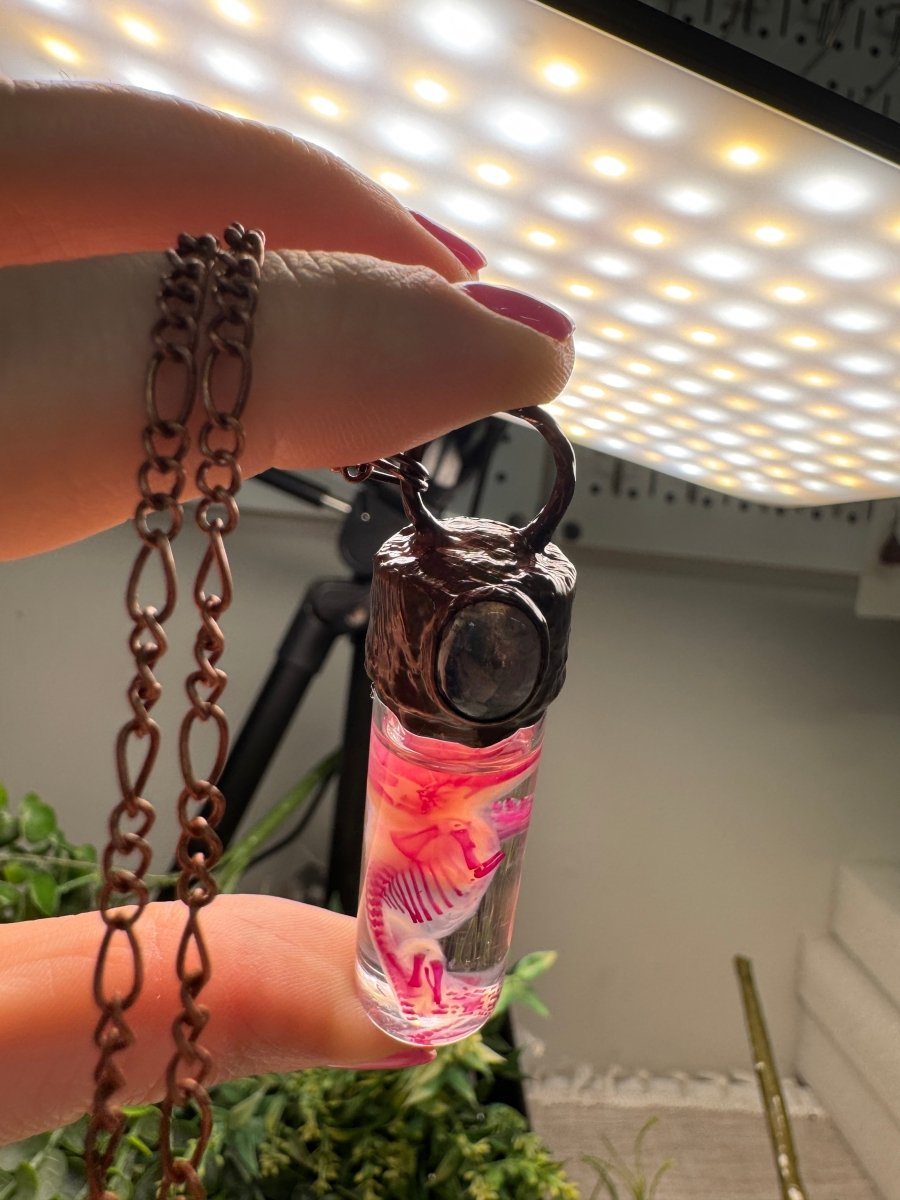 Diaphonized Pinkie Mouse and Moonstone Oddity Necklace | Copper Ashes