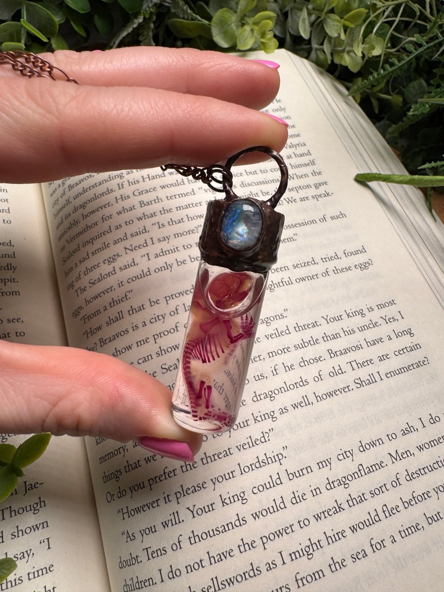 Diaphonized Pinkie Mouse and Moonstone Oddity Necklace | Copper Ashes