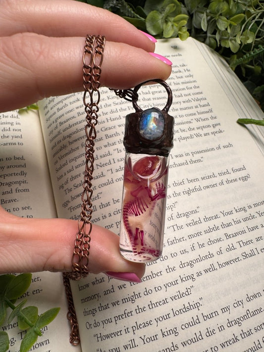 Diaphonized Pinkie Mouse and Moonstone Oddity Necklace | Copper Ashes