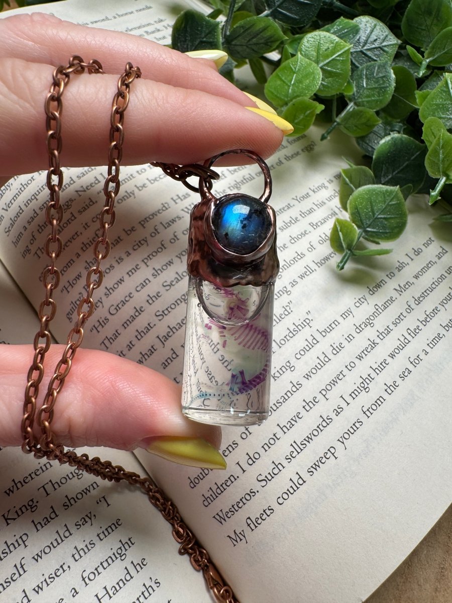 Diaphonized Pinkie Mouse Wet Specimen and Labradorite Necklace | Copper Ashes
