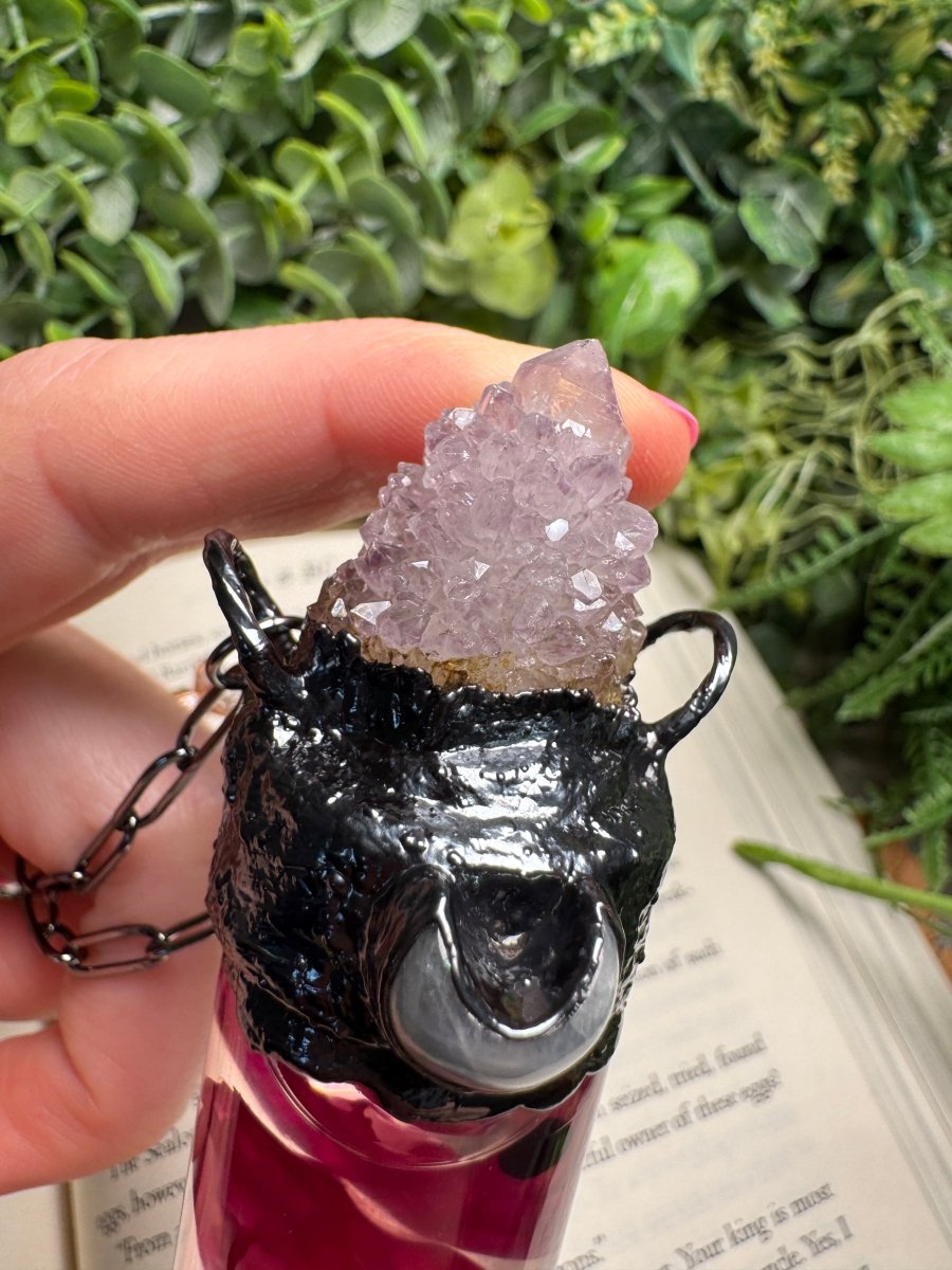 Diaphonized Rat Heads, Spirit Quartz, and Moonstone Oddity Necklace | Copper Ashes