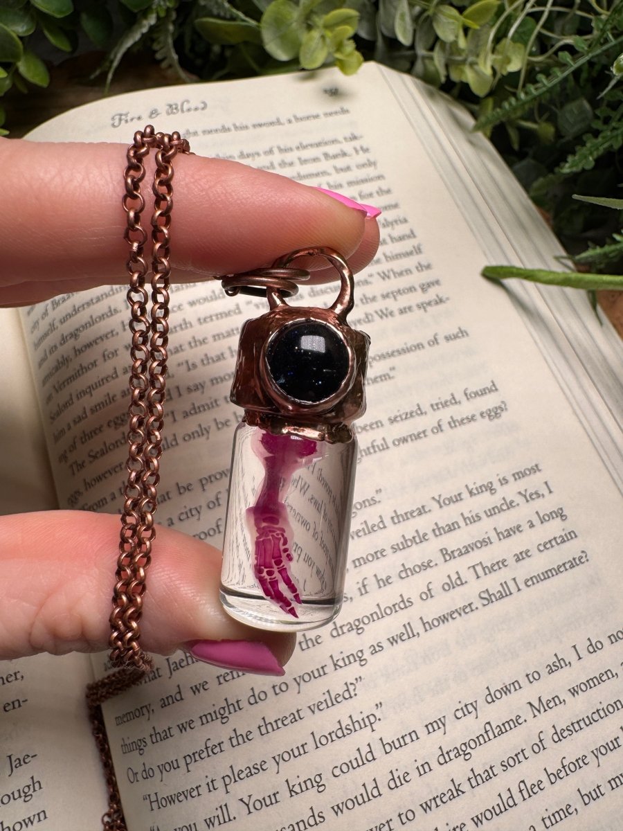 Diaphonized Rat Paw and Blue Sandstone Oddity Necklace | Copper Ashes