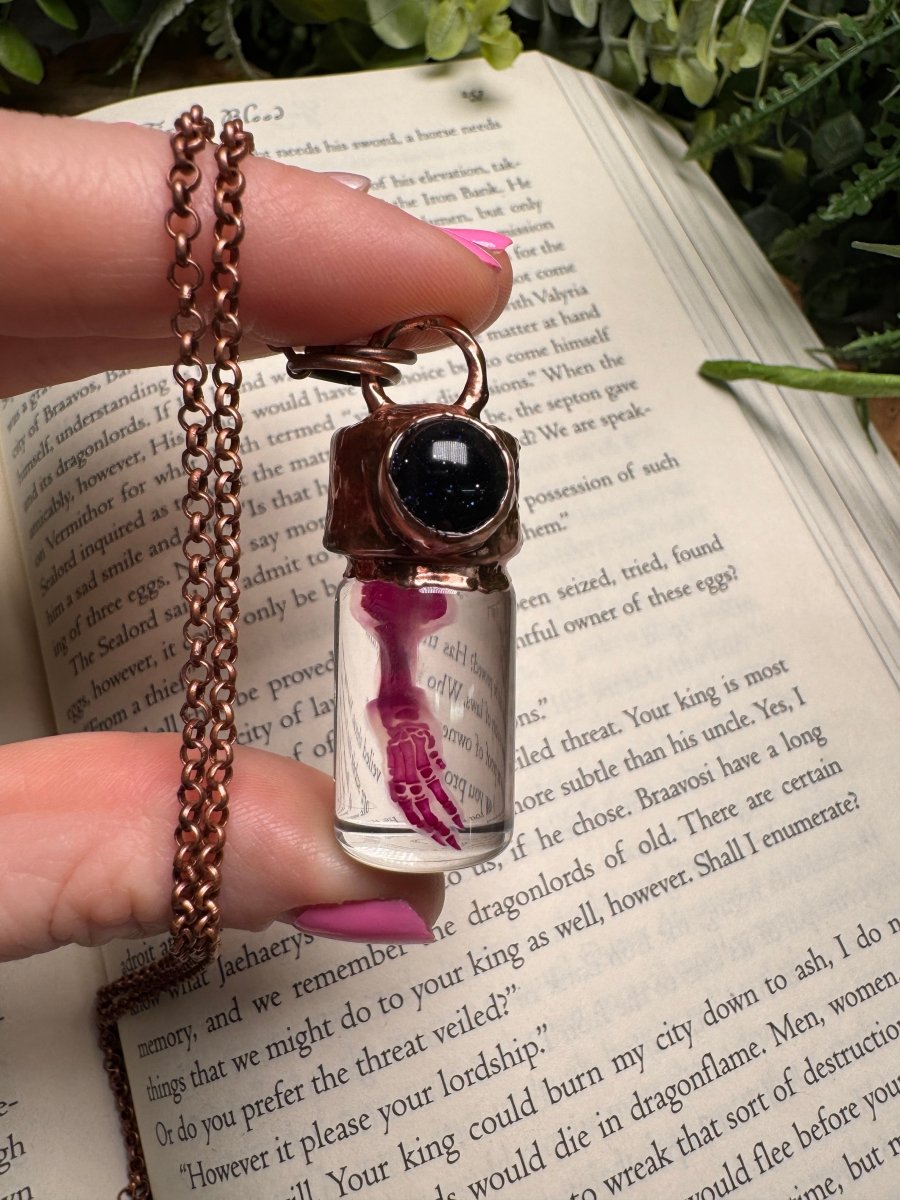 Diaphonized Rat Paw and Blue Sandstone Oddity Necklace | Copper Ashes