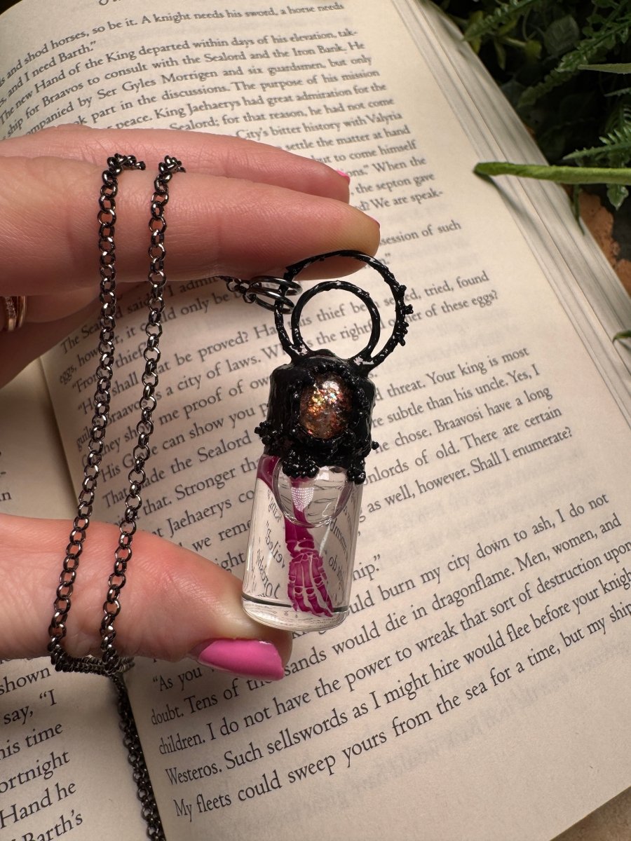 Diaphonized Rat Paw and Sunstone Oddity Necklace | Copper Ashes