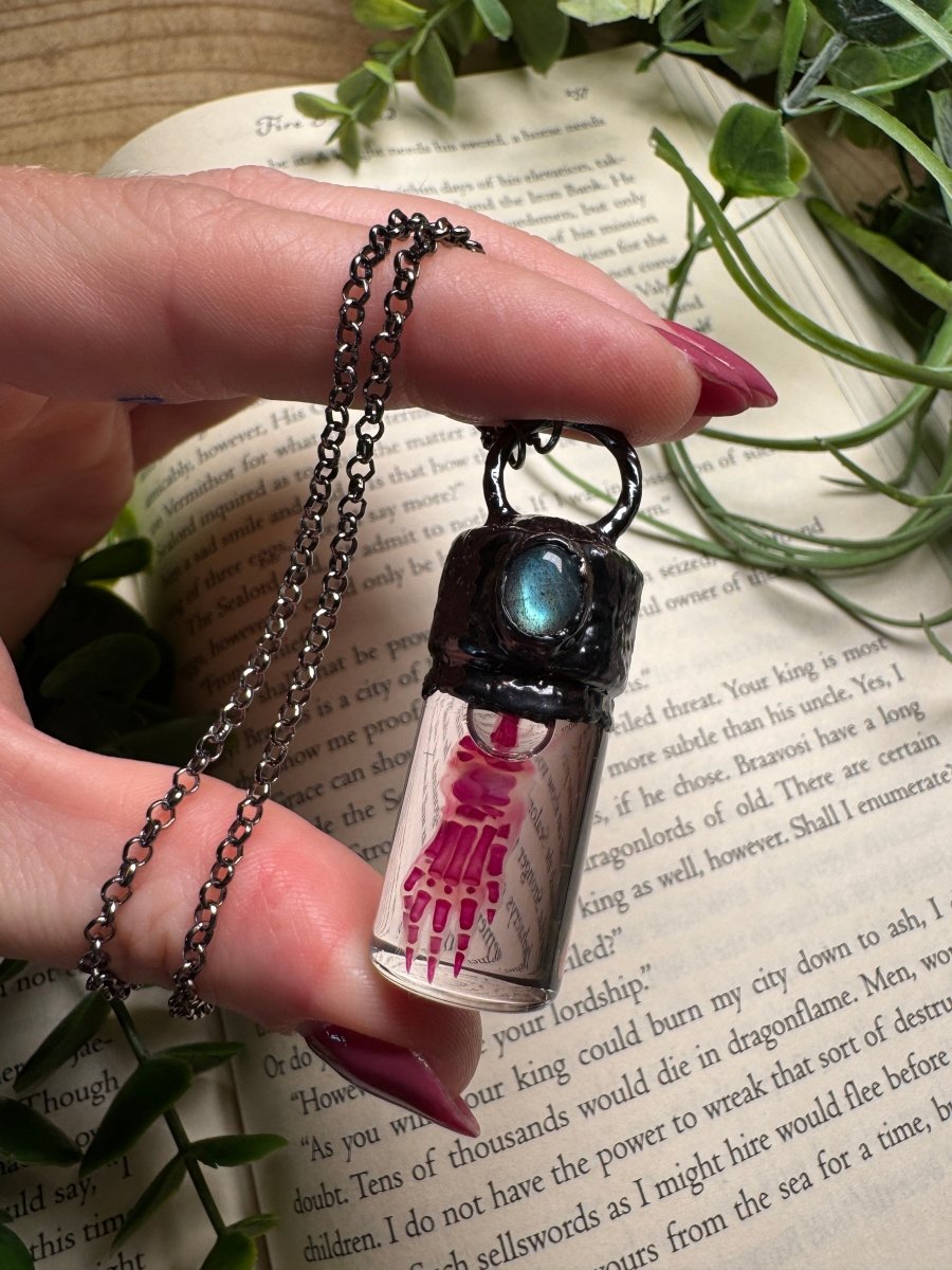 Diaphonized Rat Paw Wet Specimen and Labradorite Necklace | Copper Ashes