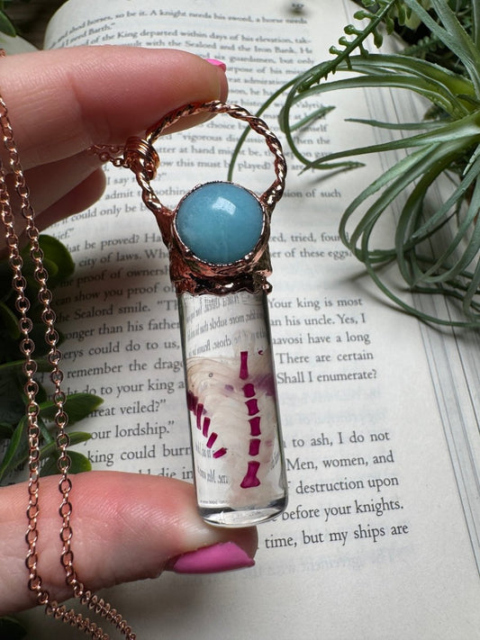 Diaphonized Rat Ribcage and Amazonite Oddity Necklace | Copper Ashes
