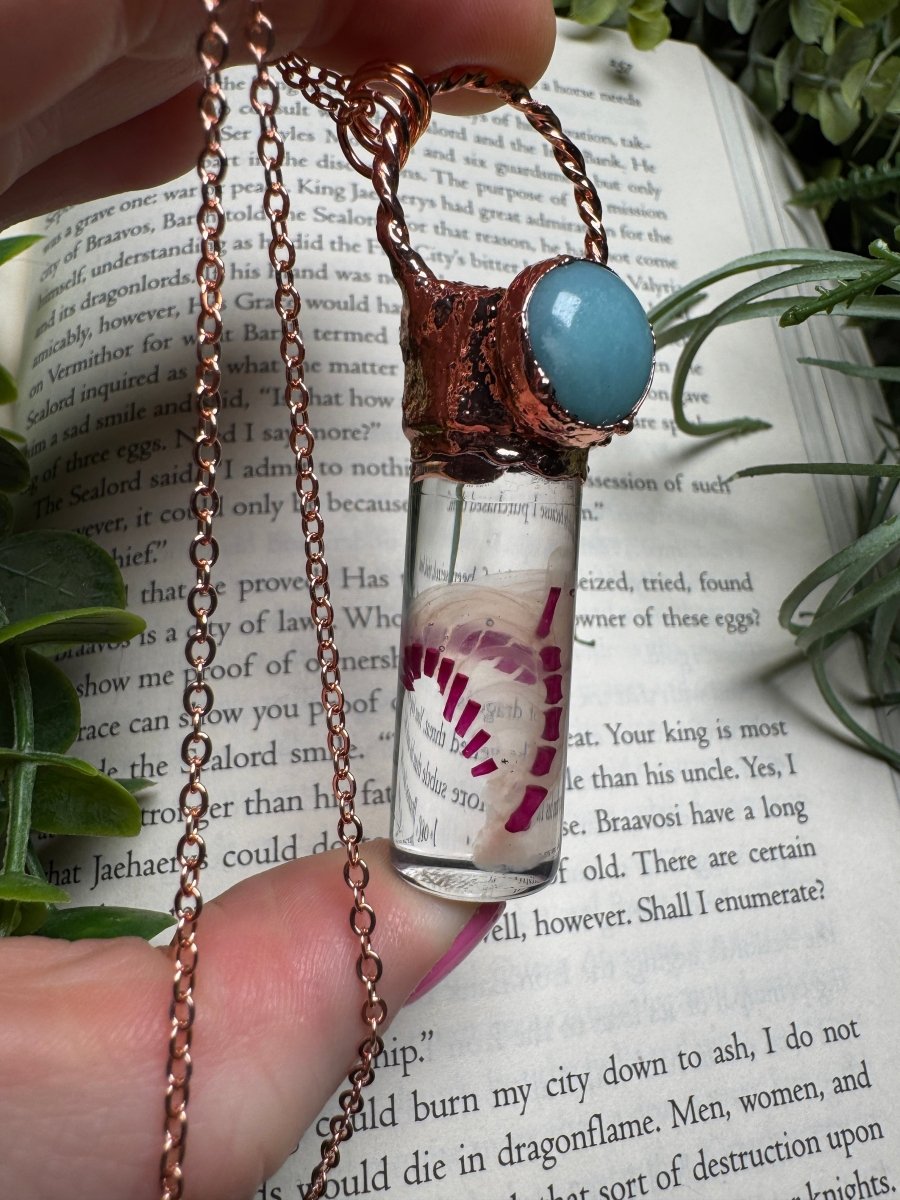 Diaphonized Rat Ribcage and Amazonite Oddity Necklace | Copper Ashes