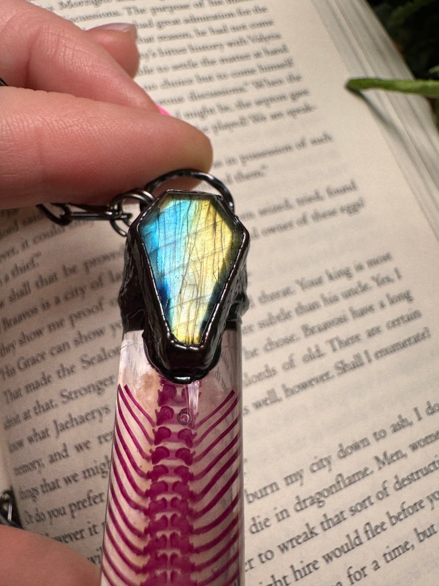 Diaphonized Rat Ribcage and Labradorite Coffin Oddity Necklace | Copper Ashes