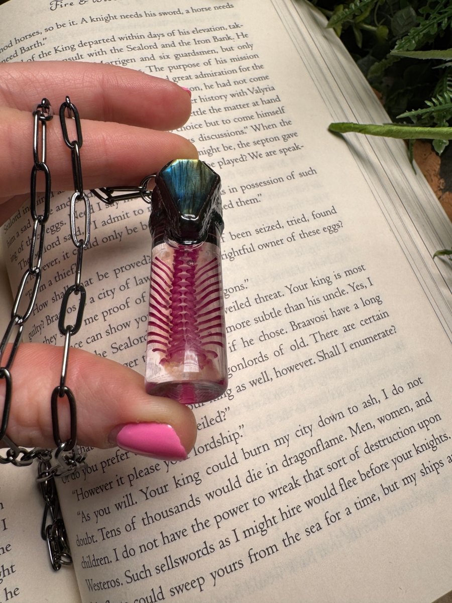 Diaphonized Rat Ribcage and Labradorite Coffin Oddity Necklace | Copper Ashes