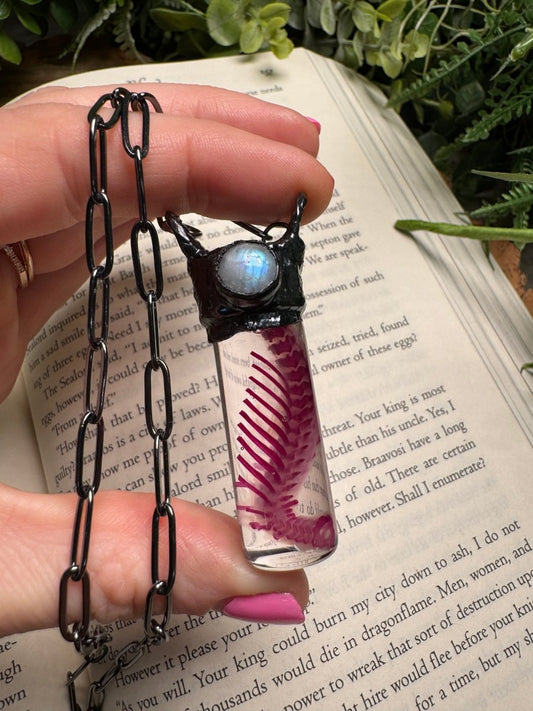 Diaphonized Rat Ribcage and Moonstone Oddity Necklace | Copper Ashes
