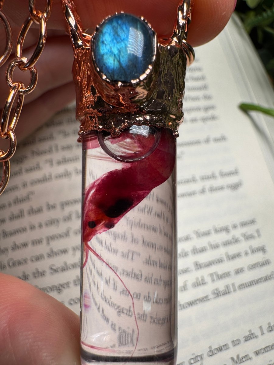 Diaphonized Shrimp and Labradorite Oddity Necklace | Copper Ashes