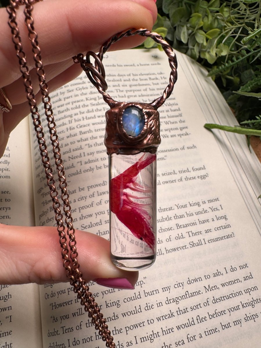 Diaphonized Shrimp and Moonstone Oddity Necklace | Copper Ashes