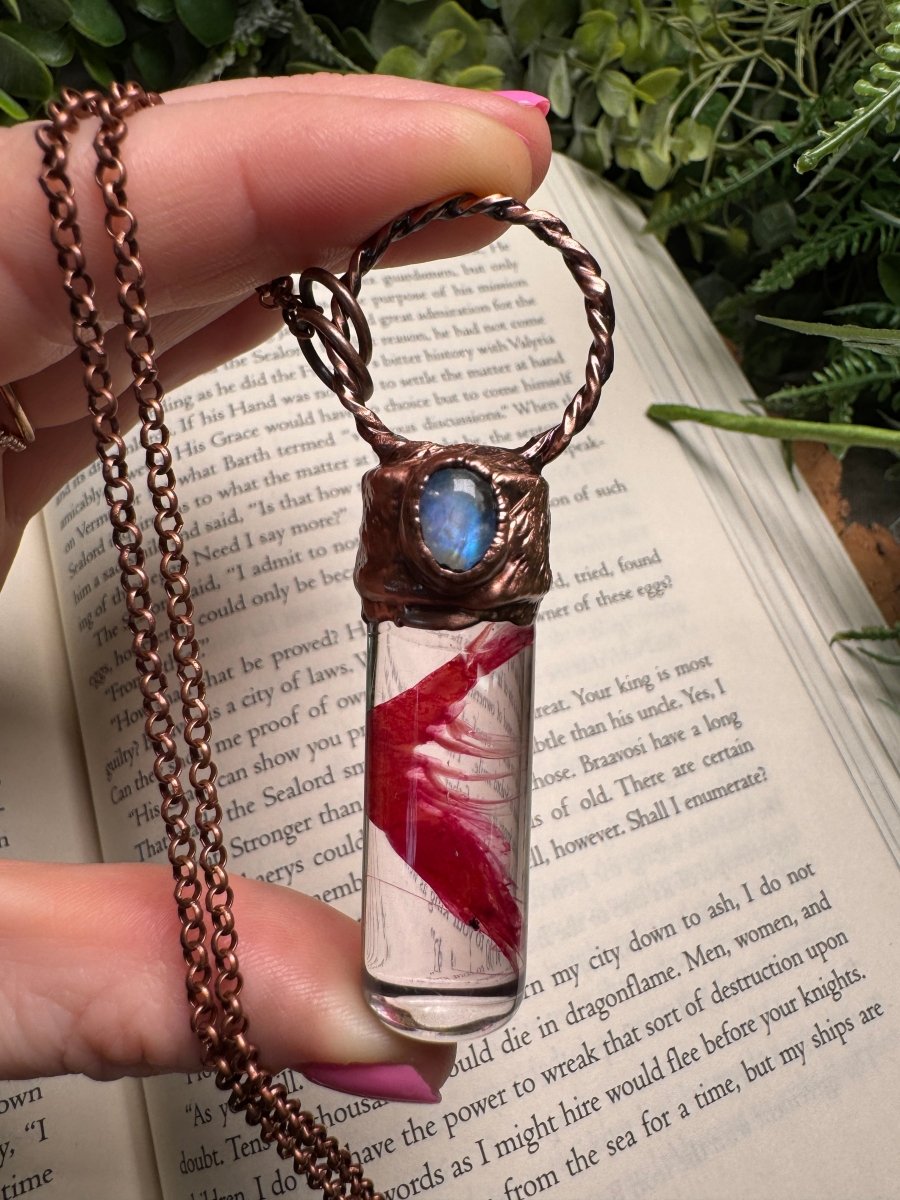 Diaphonized Shrimp and Moonstone Oddity Necklace | Copper Ashes