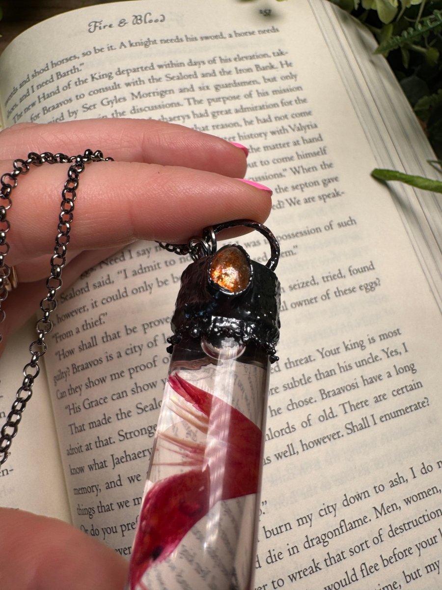Diaphonized Shrimp and Sunstone Oddity Necklace | Copper Ashes