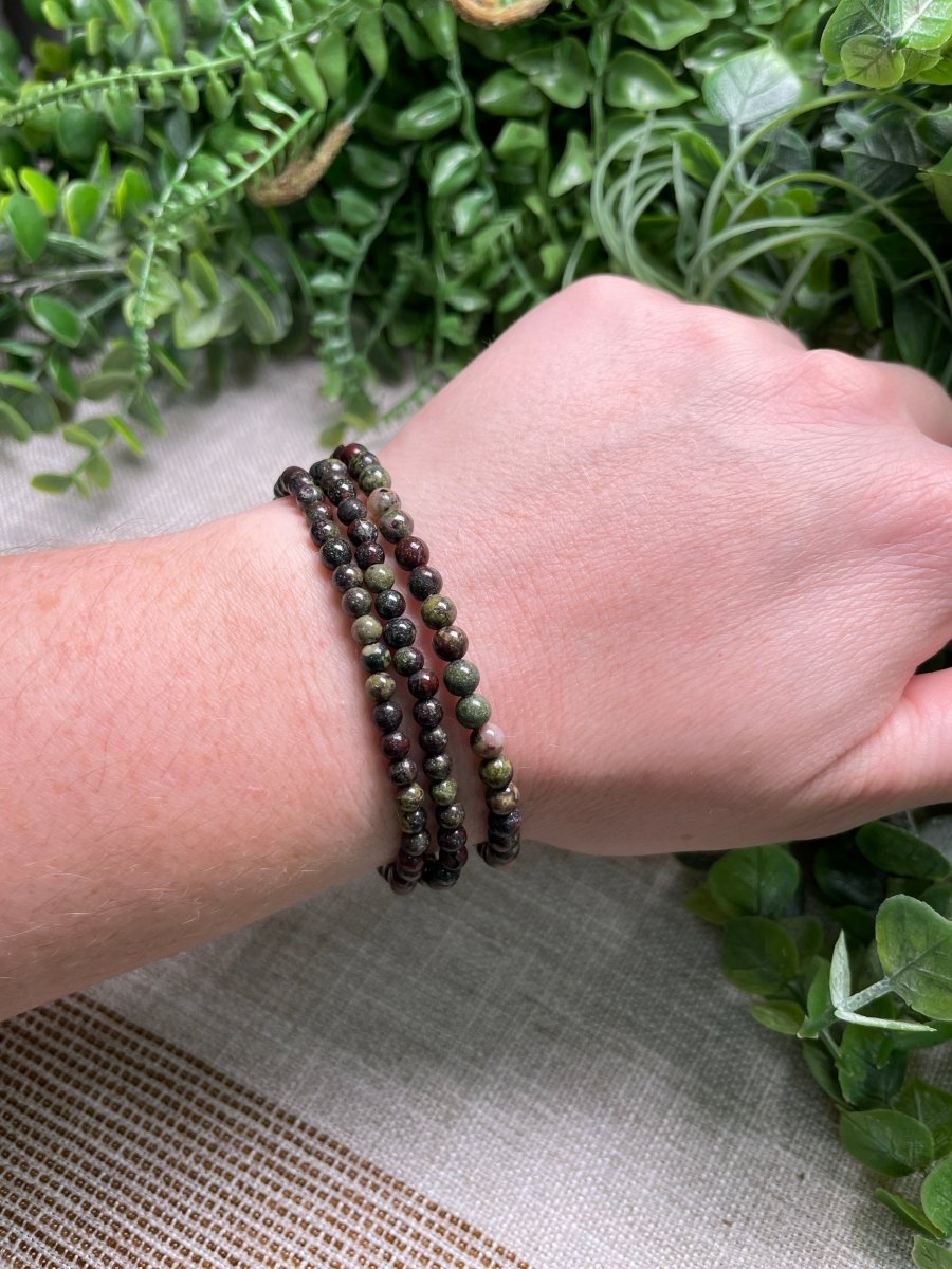 Dragon Blood Jasper 4mm Beaded Bracelet | Copper Ashes
