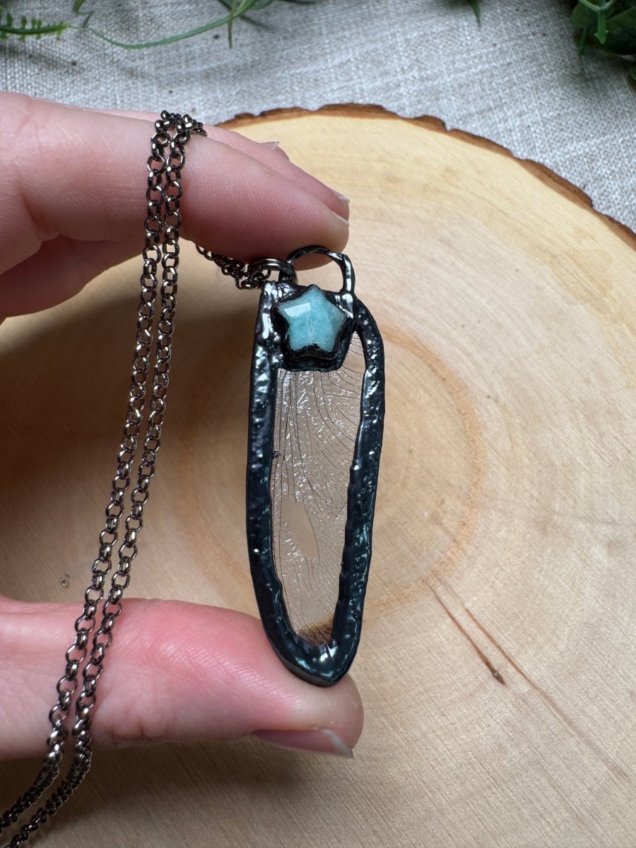 Dragonfly Wing and Amazonite Necklace | Copper Ashes
