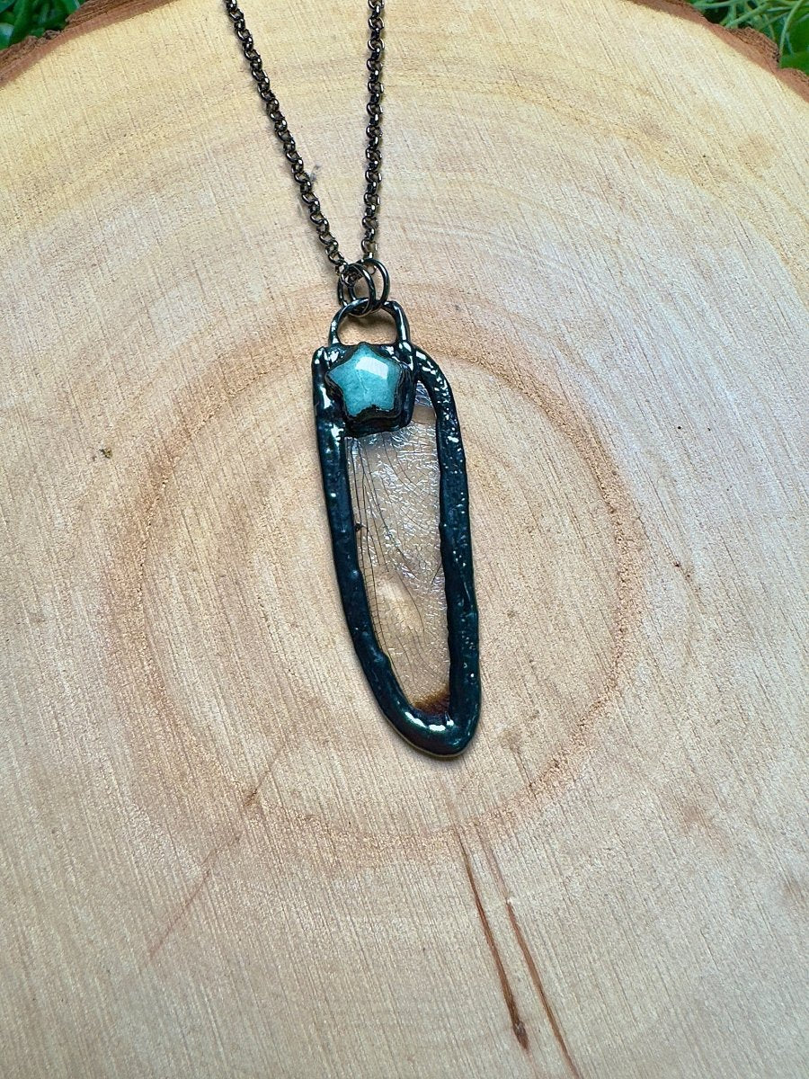 Dragonfly Wing and Amazonite Necklace | Copper Ashes