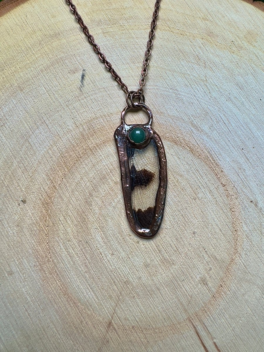 Dragonfly Wing and Green Aventurine Necklace | Copper Ashes