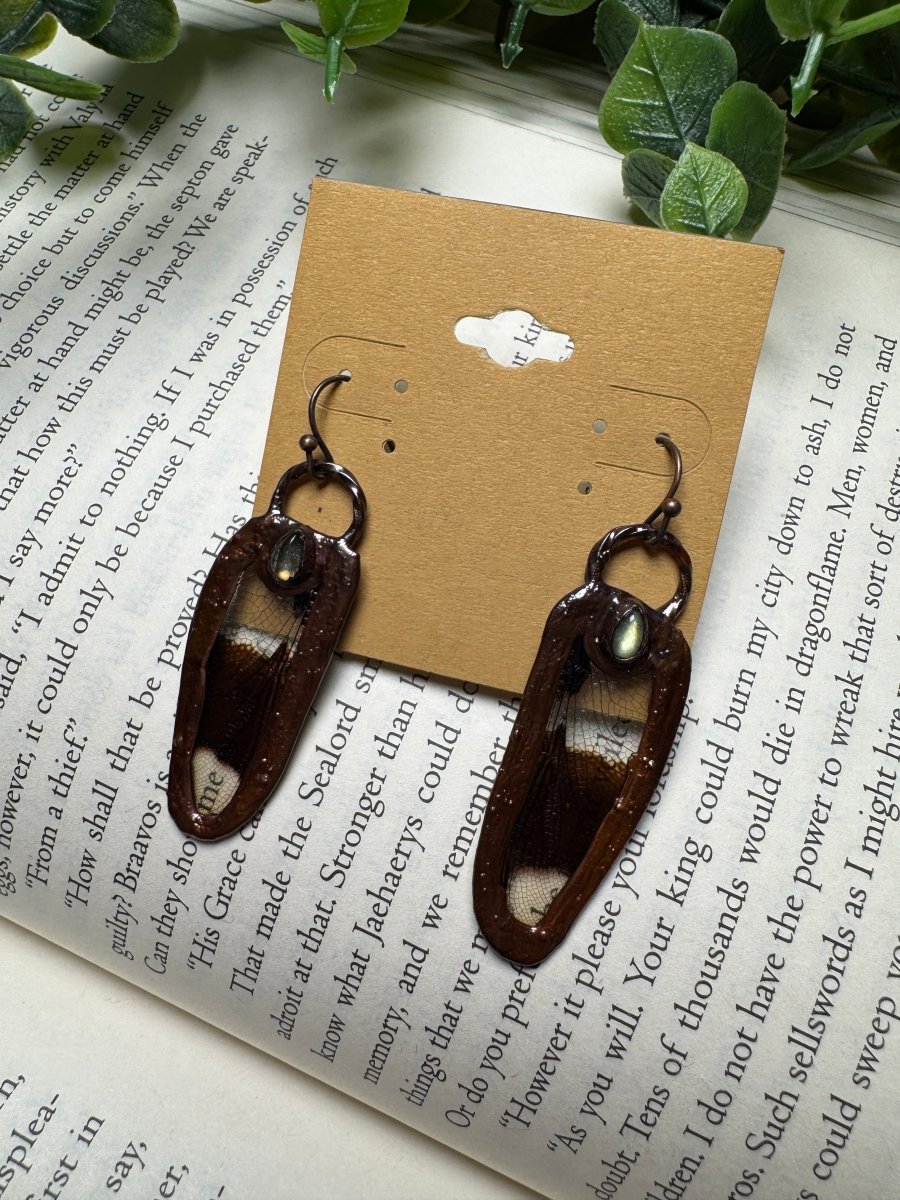 Dragonfly Wing and Labradorite Earrings | Copper Ashes