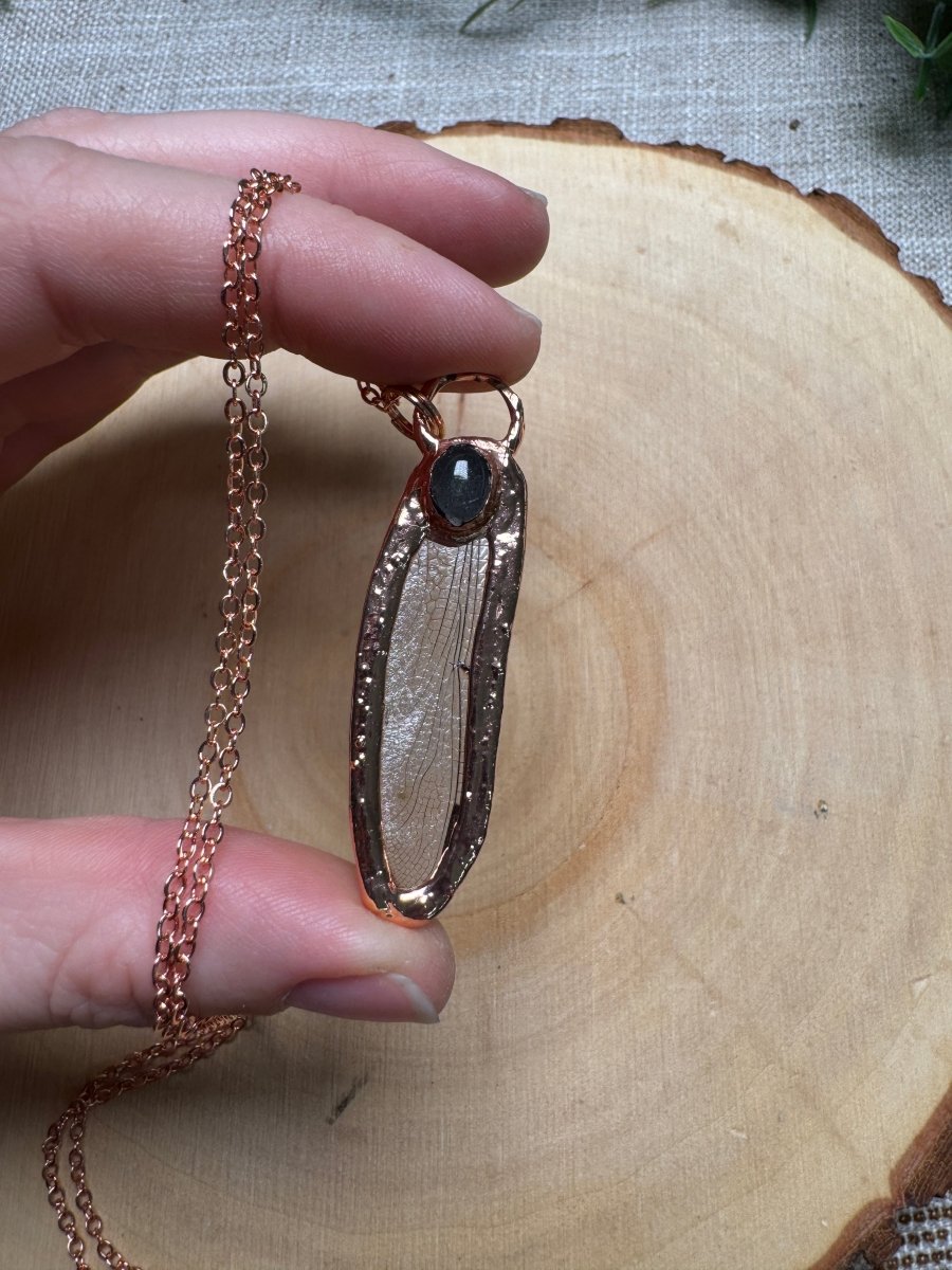 Dragonfly Wing and Labradorite Necklace | Copper Ashes