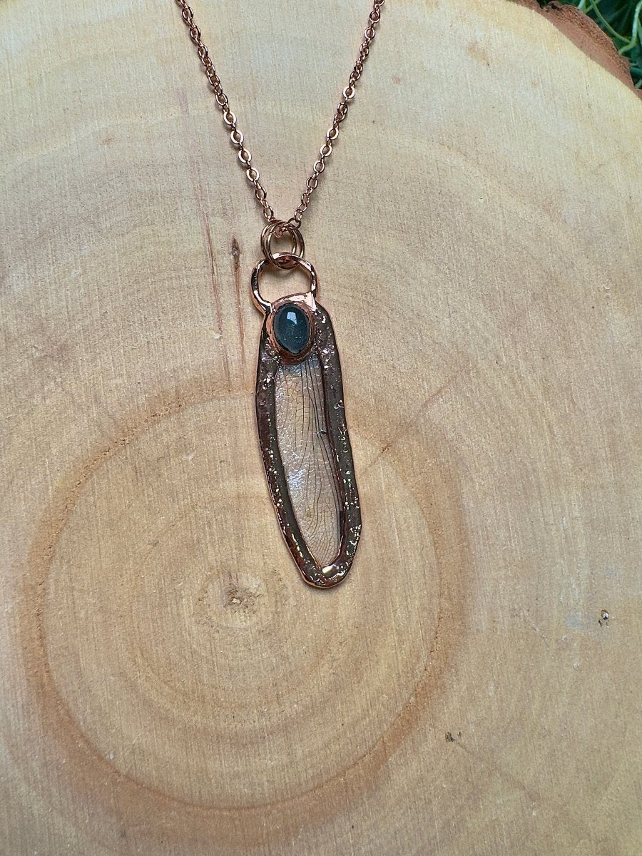 Dragonfly Wing and Labradorite Necklace | Copper Ashes