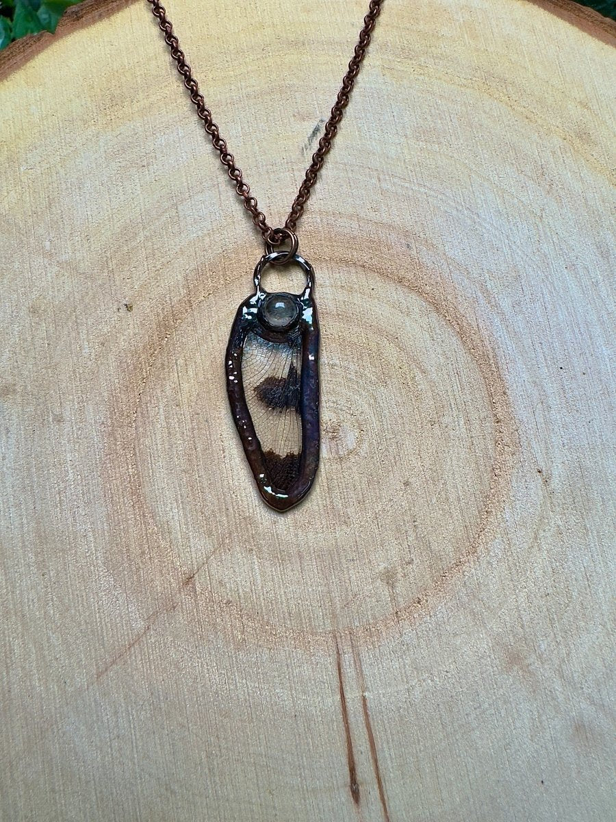 Dragonfly Wing and Labradorite Necklace | Copper Ashes
