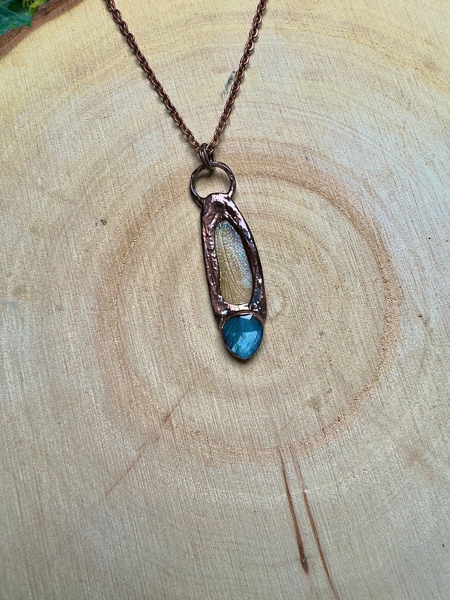 Dragonfly Wing and Labradorite Necklace | Copper Ashes