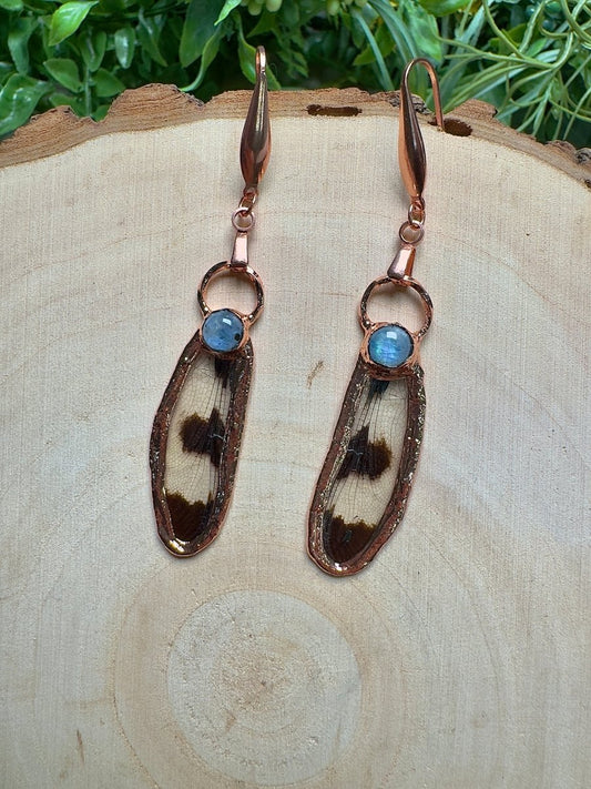 Dragonfly Wing and Moonstone Earrings | Copper Ashes