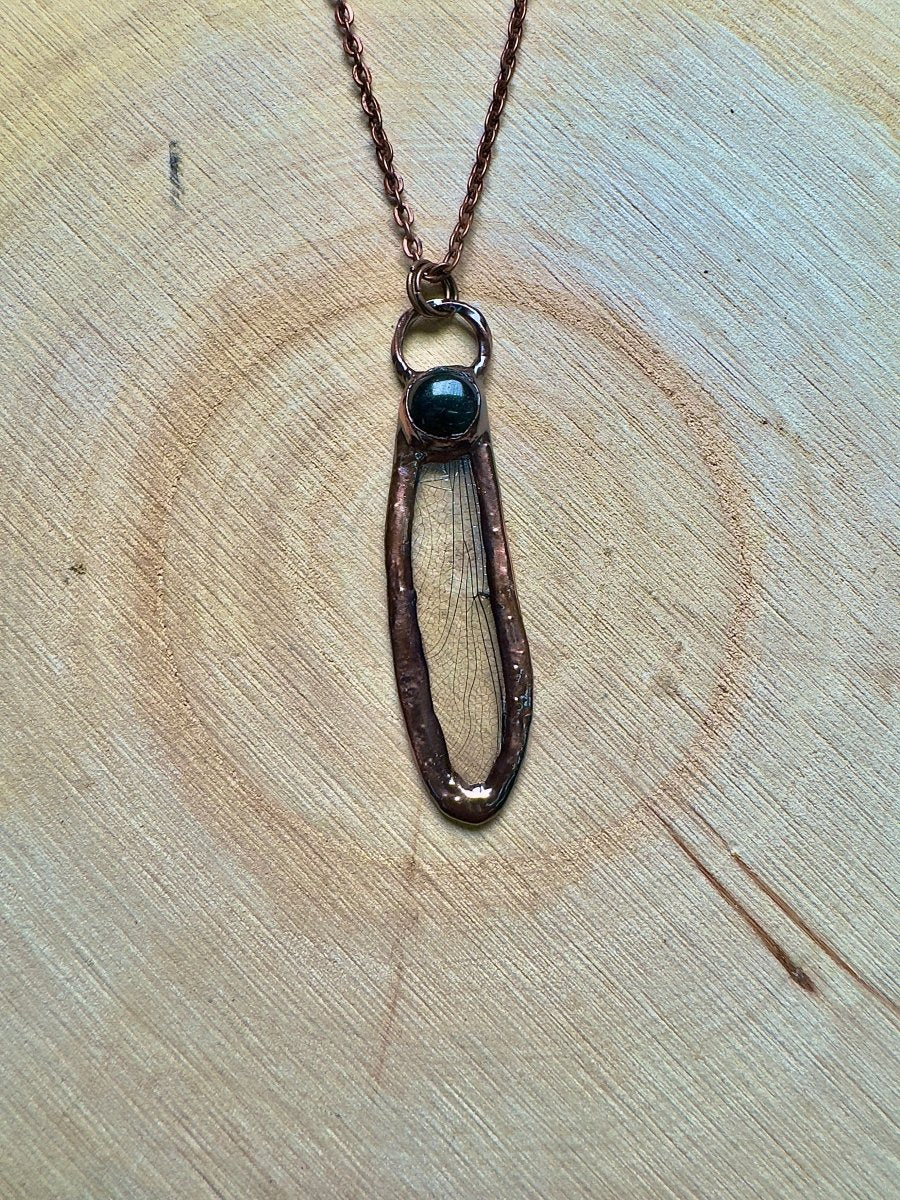 Dragonfly Wing and Obsidian Necklace | Copper Ashes