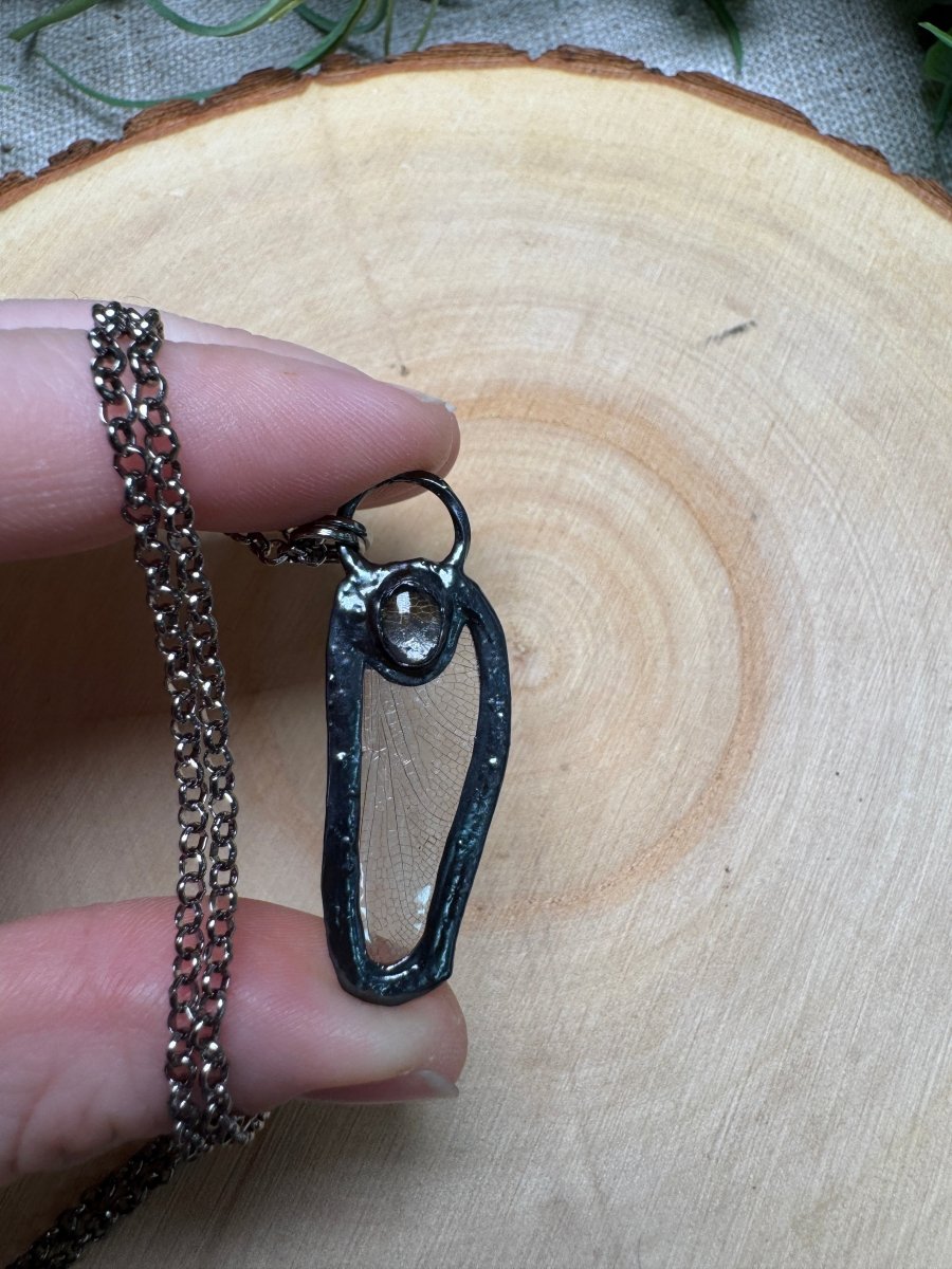 Dragonfly Wing and Opal Necklace | Copper Ashes