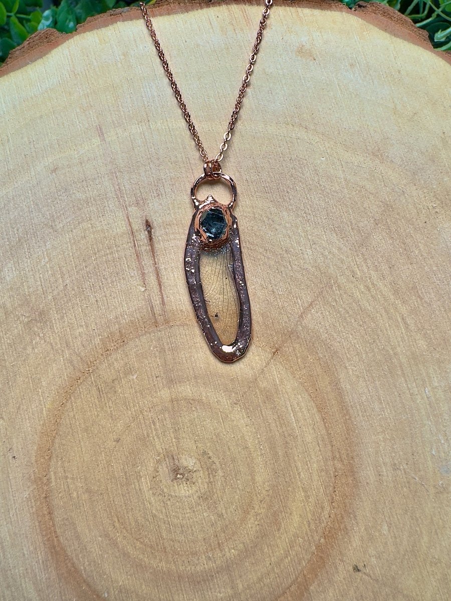 Dragonfly Wing and Quartz Diamond Necklace | Copper Ashes