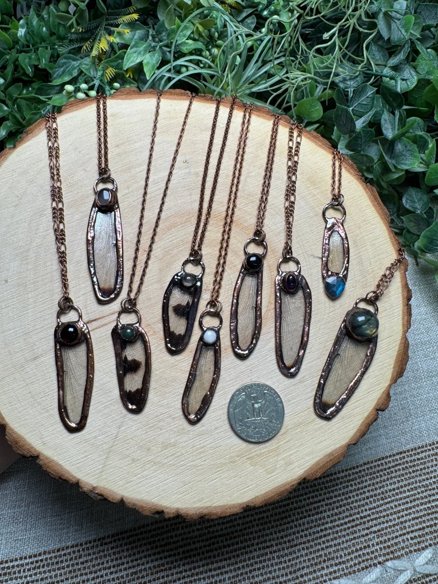 Dragonfly Wing and Shell Necklace | Copper Ashes