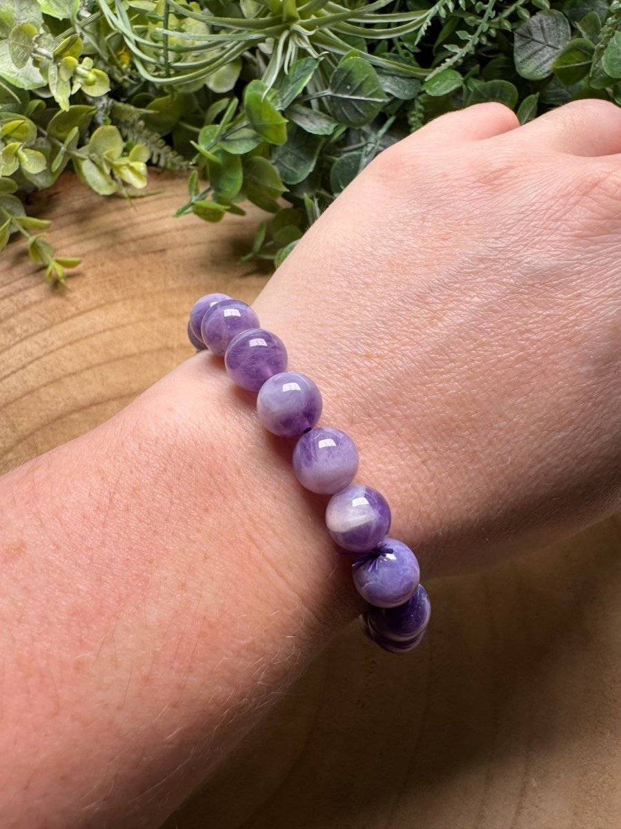 Dream Amethyst Beaded Bracelet with 12mm Beads | Copper Ashes