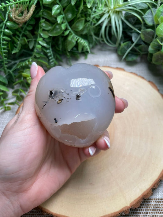 Druzy Agate Heart with Face | Copper Ashes