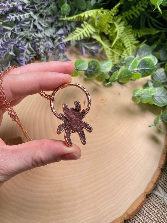 Druzy Amethyst Spider Necklace | Copper Ashes