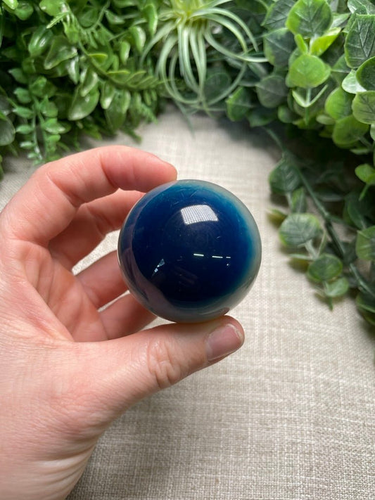 Dyed Blue Agate Sphere | Copper Ashes
