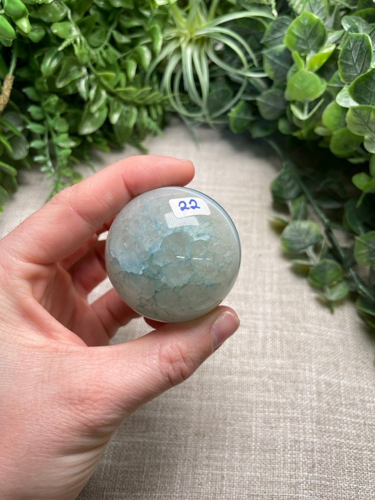 Dyed Blue Agate Sphere | Copper Ashes