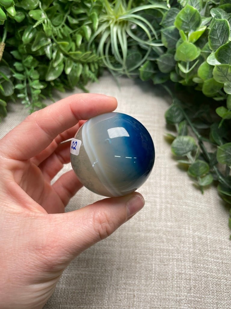 Dyed Blue Agate Sphere | Copper Ashes