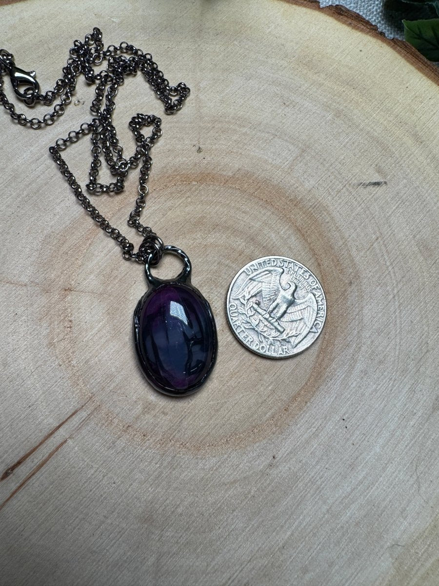 Dyed Purple Dragon Vein Agate Necklace | Copper Ashes