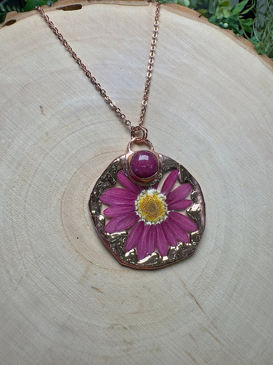 Eilistrae - Purple Aventurine and Flower Necklace | Copper Ashes