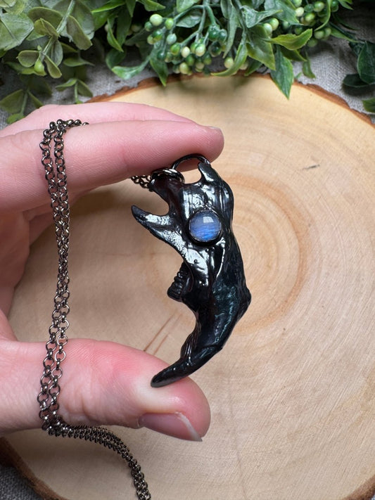 Elspeth - Muskrat Jawbone and Moonstone Necklace | Copper Ashes
