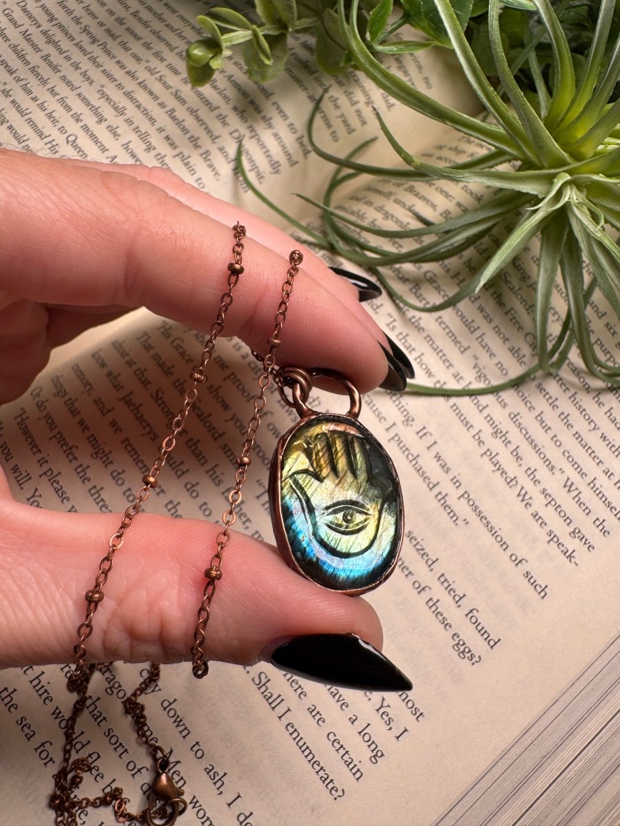 Evil Eye Hamsa Labradorite Necklace | Copper Ashes