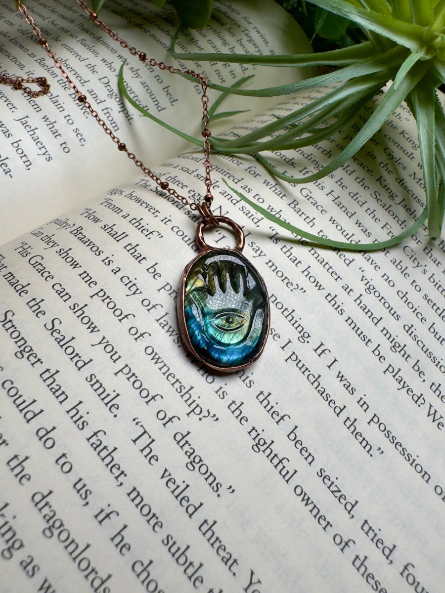 Evil Eye Hamsa Labradorite Necklace | Copper Ashes
