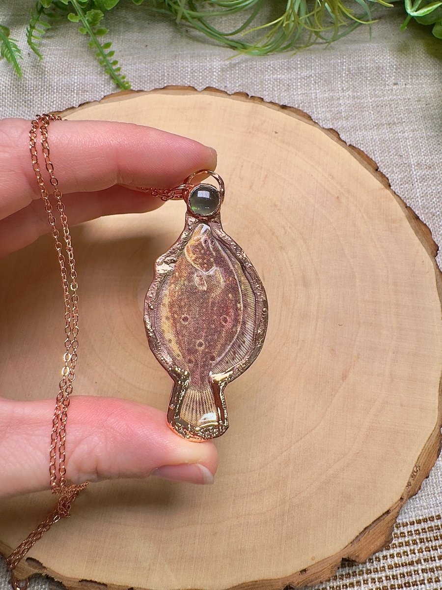 Flounder and Shell Necklace | Copper Ashes