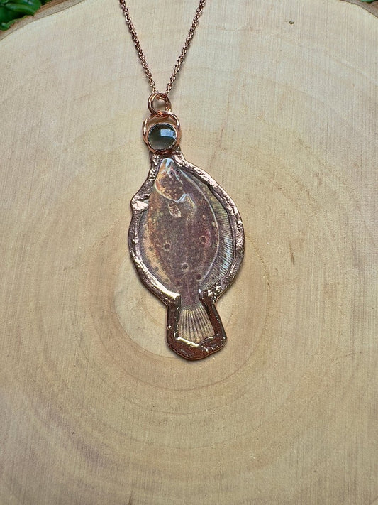 Flounder and Shell Necklace | Copper Ashes