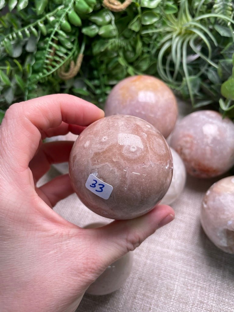 Flower Agate Sphere | Copper Ashes