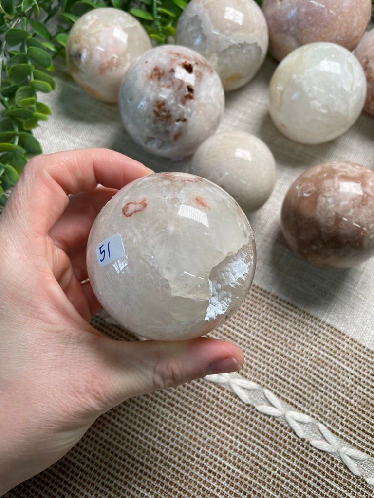 Flower Agate Sphere | Copper Ashes