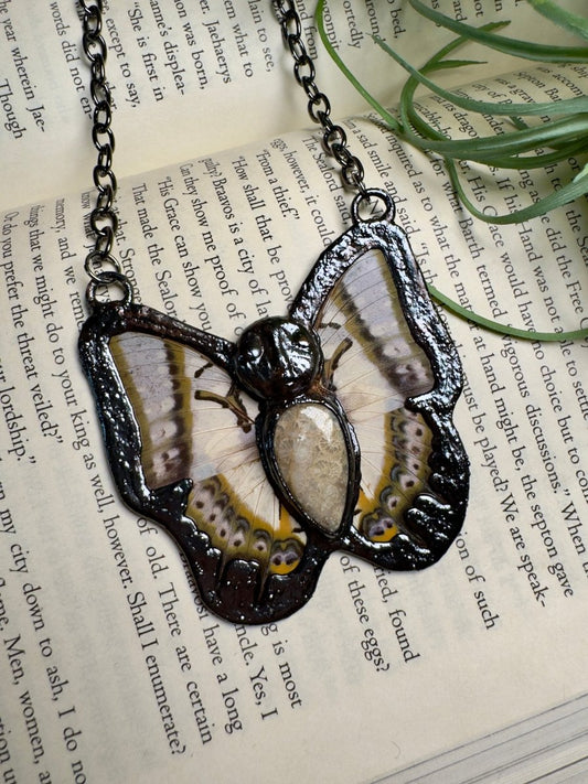 Fossilized Coral Butterfly Goddess Necklace | Copper Ashes